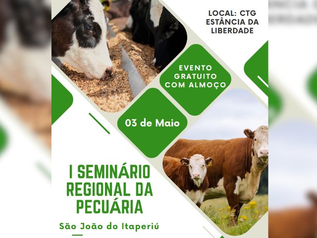 Leia mais sobre o artigo Seminário de pecuária discute sanidade animal na sexta, 3, em São João do Itaperiú 